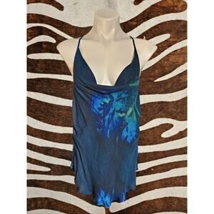 Haute Hippie Silk Floral Teal Green Top Sz M/L